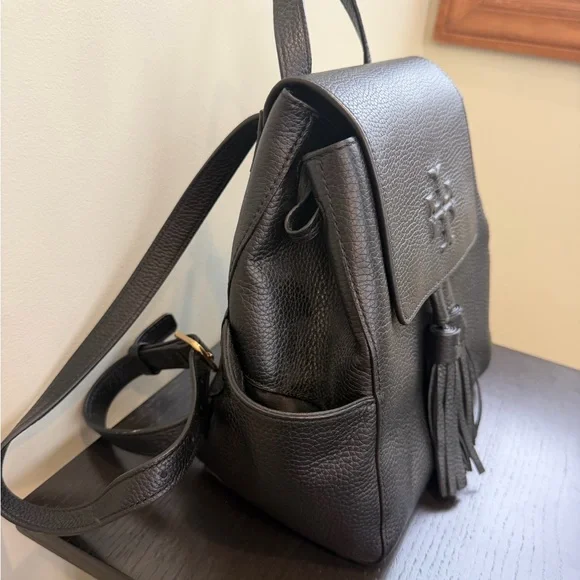 Tory Burch Charcoal Leather Backpack - Picture 2 of 6